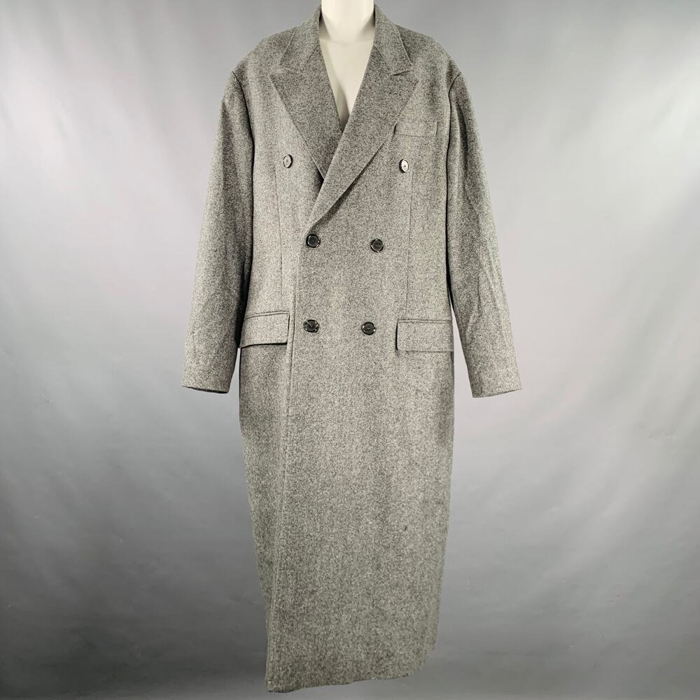 ROKH Size S Grey Wool Tweed Oversized Coat